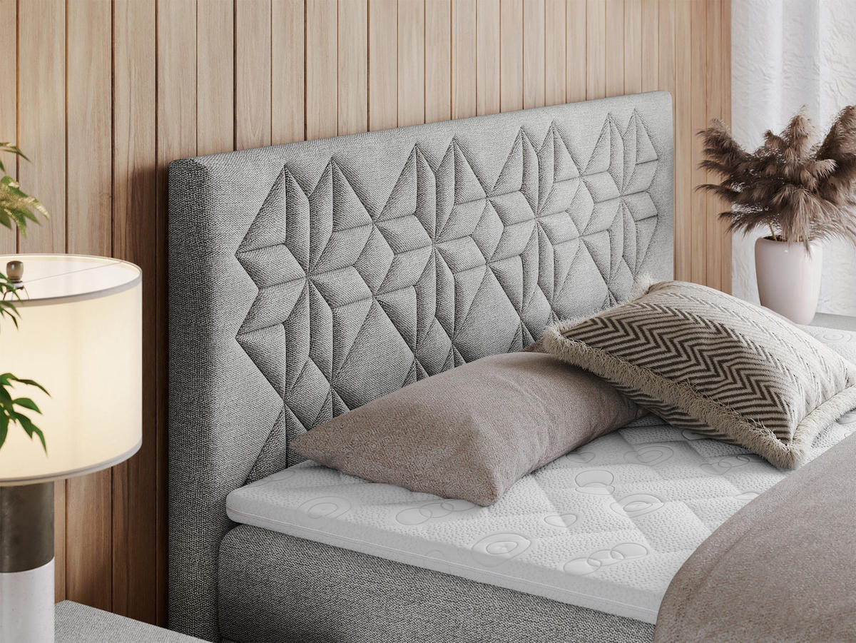 BOXBETT LEILA 140/200 Hellgrau Struktur - H3 - Hellgrau, Holz/Textil (140/200cm) - MKS