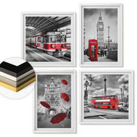 WANDBILDER 4er-Set - 50x50 cm & 40x60 cm Weißer Rahmen - Red Accents London - Weiß, Kunststoff (50/50cm) - ArtPrintCave