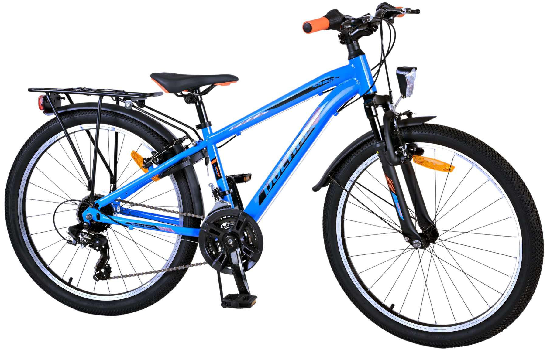 KINDERFAHRRAD Cross - Jungen - 2 Handbremsen - 18 Gänge - 24 Zoll - Blau - Blau, Metall (70cm) - TPFSports