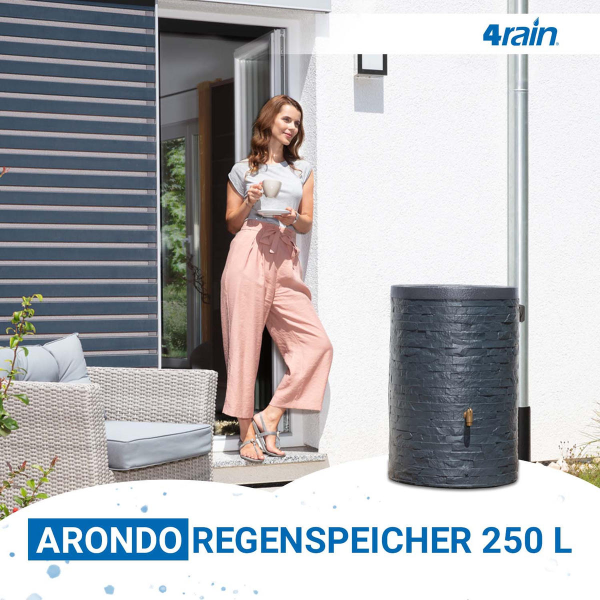 REGENTONNE 250 L, graphite grey - Grau, Kunststoff (60/93/60cm) - 4rain
