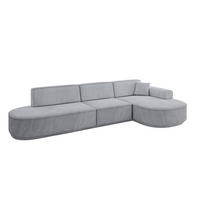 ECKSOFA Ottomane Rechts MARI-L2-v3 - 328x171x83 cm Grau Velours - Schwarz/Grau, Holzwerkstoff/Kunststoff (171/328cm) - ALTDECOR