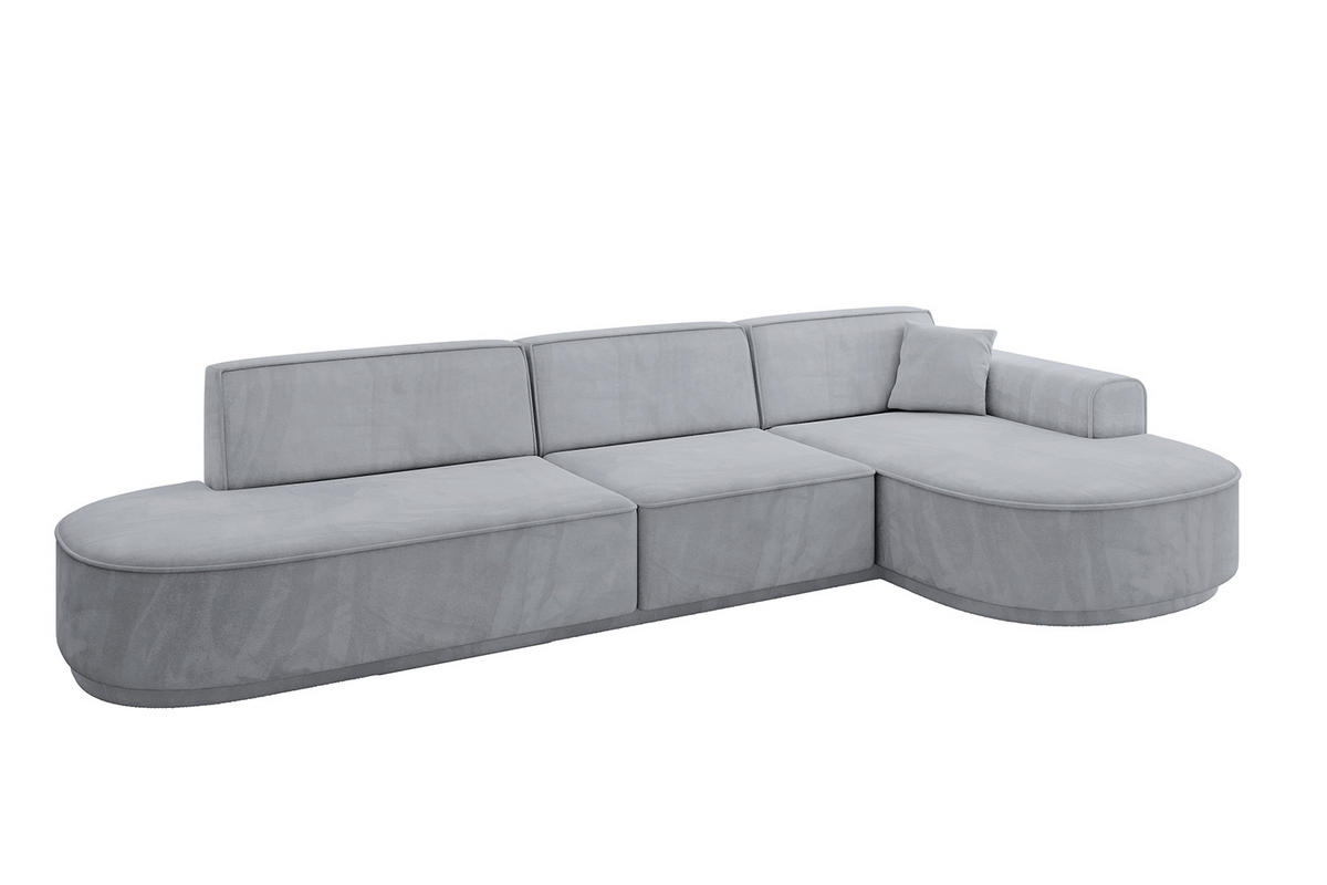 ECKSOFA Ottomane Rechts MARI-L2-v3 - 328x171x83 cm Grau Velours - Schwarz/Grau, Holzwerkstoff/Kunststoff (171/328cm) - ALTDECOR