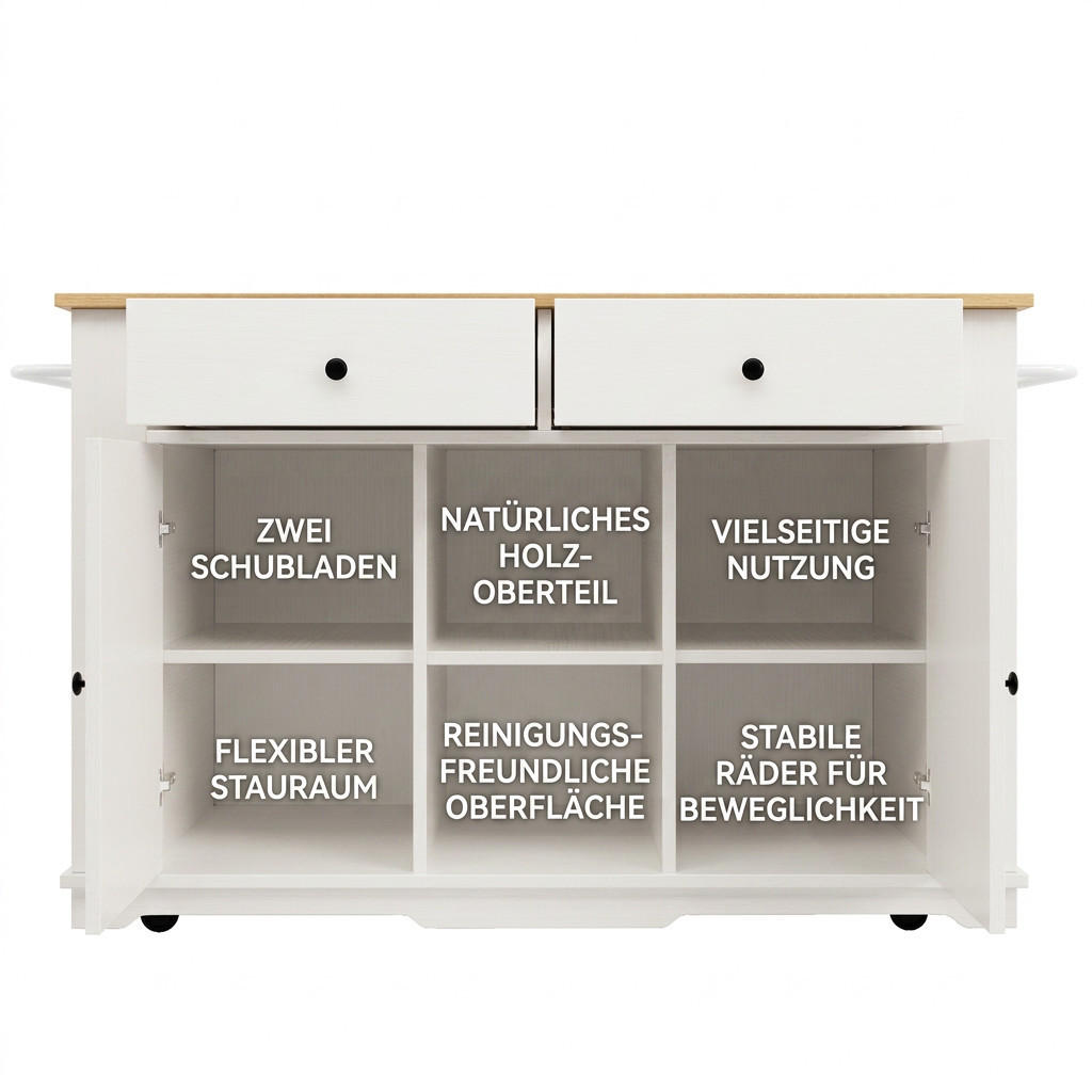 KÜCHENINSEL 151.5/59.7/91.7 cm Weiß mit Steckdosenleiste ausgestattet und arbeitsplatte - Weiß, Holz (59.7/91.7/151.5cm) - Oxeza