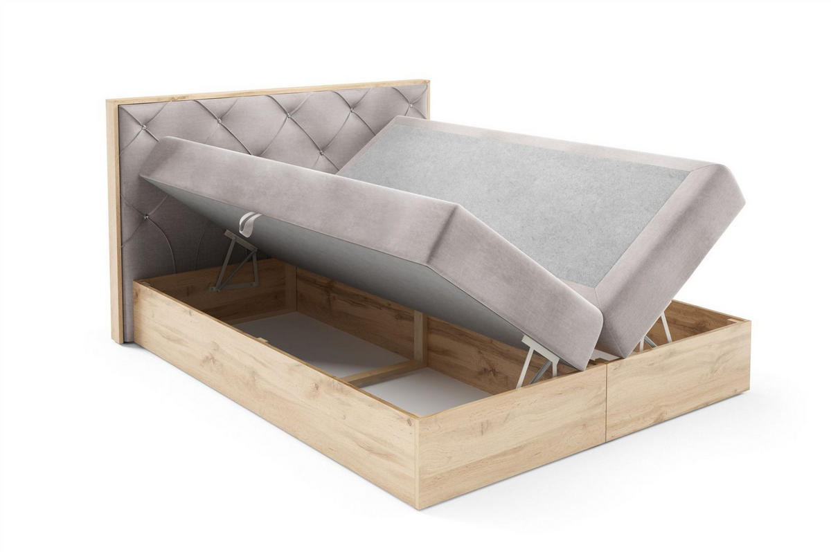 BOXBETT Helios Premium - Creme, Holzwerkstoff/Textil (120/200cm) - Fun Möbel