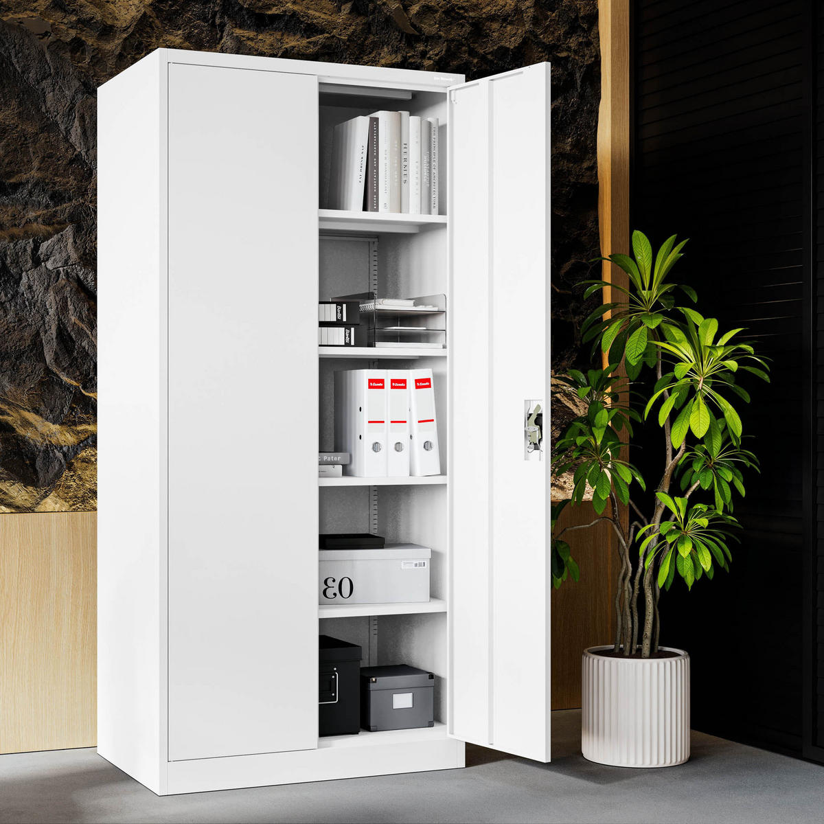 AKTENSCHRANK JAN H D600 - Weiß, Metall (90/195/60cm) - Jan Nowak