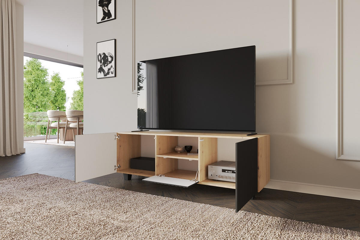 LOWBOARD KITO-S 140x50x41 cm - Artisan / Schwarz - Schwarz/Eiche Artisan, Holzwerkstoff (140/50/41cm) - ALTDECOR