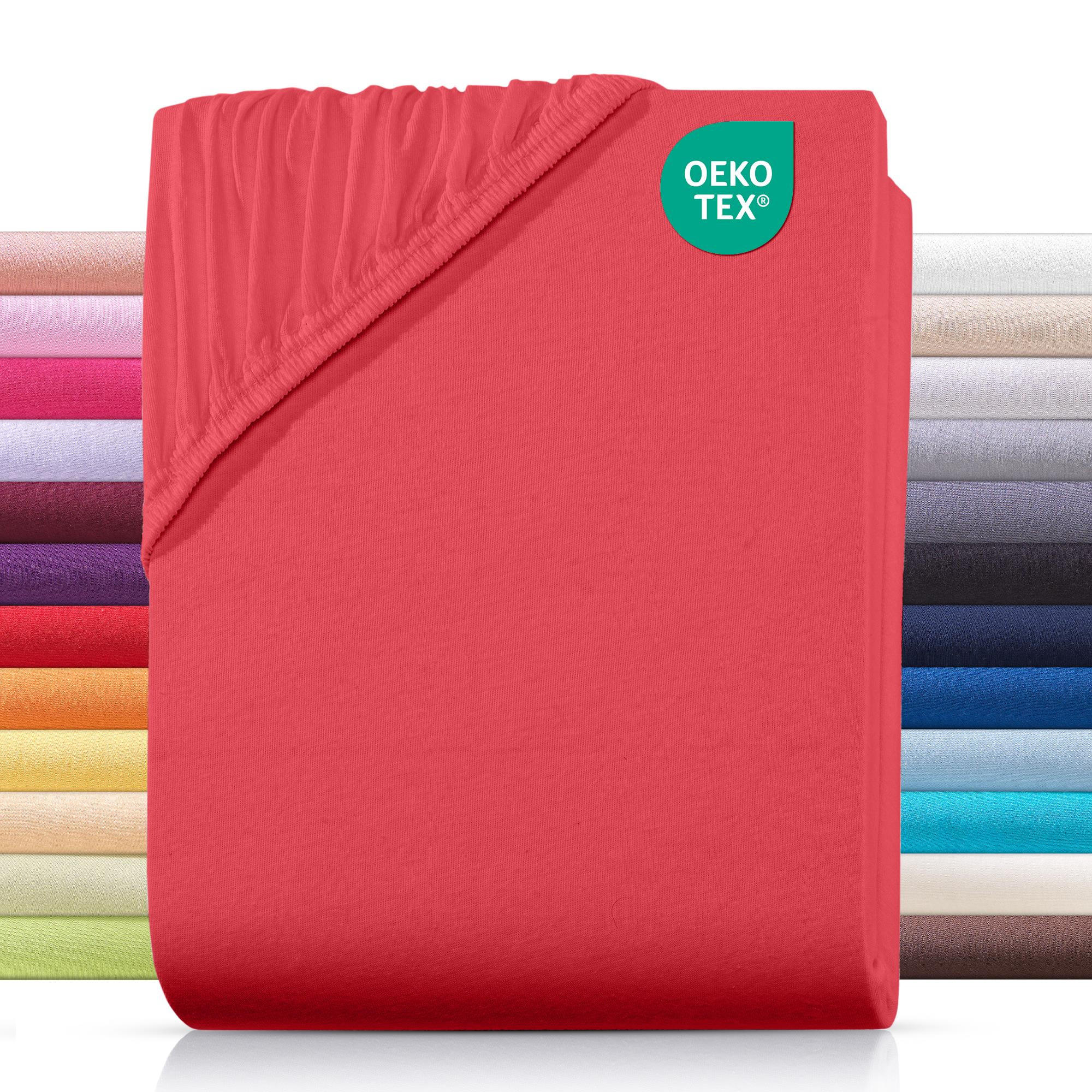 JERSEY-SPANNBETTLAKEN 70x140 cm aus 100% Baumwolle, Baby Bett Bettlaken Rot Uni - Rot, Textil (70/200cm) - Carpe Sonno
