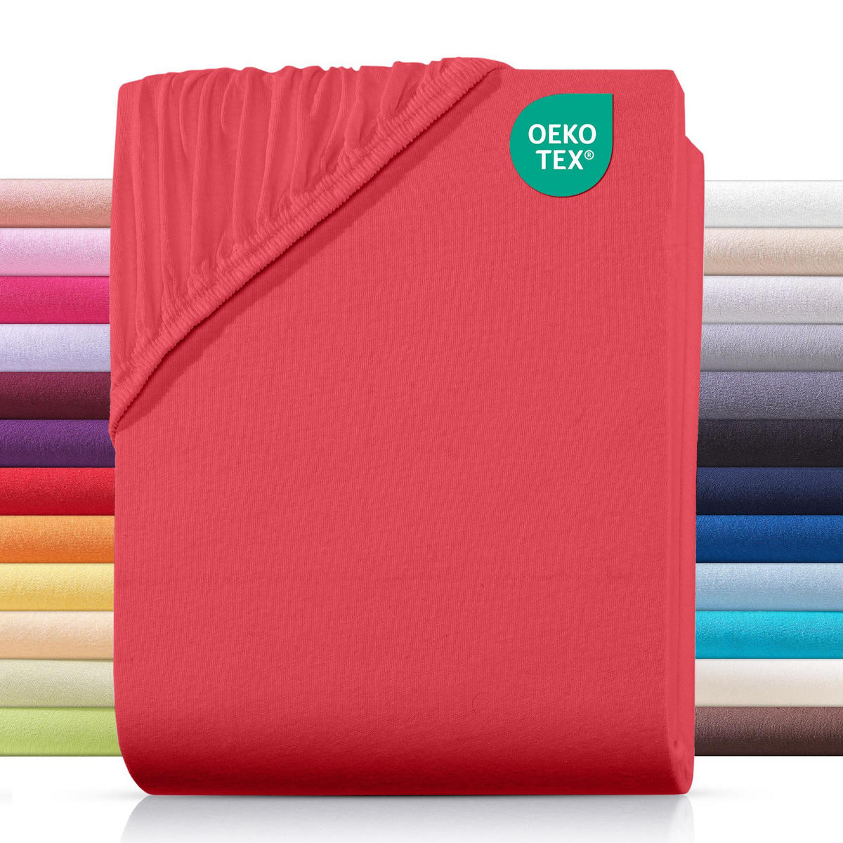JERSEY-SPANNBETTLAKEN 180x200 cm aus 100% Baumwolle, Bettlaken Rot Uni - Rot, Textil (180/200cm) - Carpe Sonno