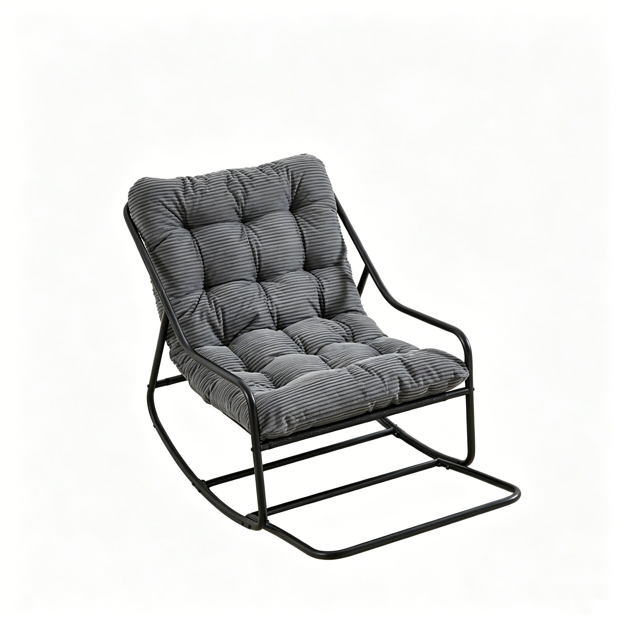 SCHAUKELSTUHL Grau mit Beinablage und Weichem Kissen,für Terrasse Wohnzimmer Schlafzimmer - Hellgrau, Metall (75/82/116cm) - PARAFTA HOME