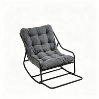 SCHAUKELSTUHL Grau mit Beinablage und Weichem Kissen,für Terrasse Wohnzimmer Schlafzimmer - Hellgrau, Metall (75/82/116cm) - PARAFTA HOME