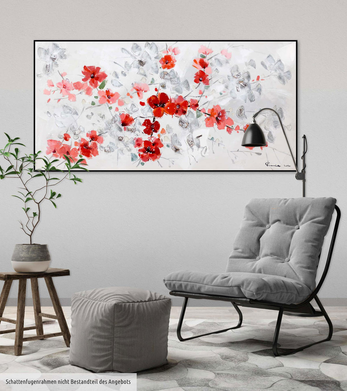 ACRYLBILD HANDGEMALT 120/60 cm - Rot, Holz/Textil (120/60cm) - KUNSTLOFT