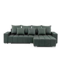 ECKSOFA Piano L Rechts mit Schlaffunktion 137x234 Velours Grün - Silberfarben/Grün, Holz/Textil (178/278cm) - Muffo