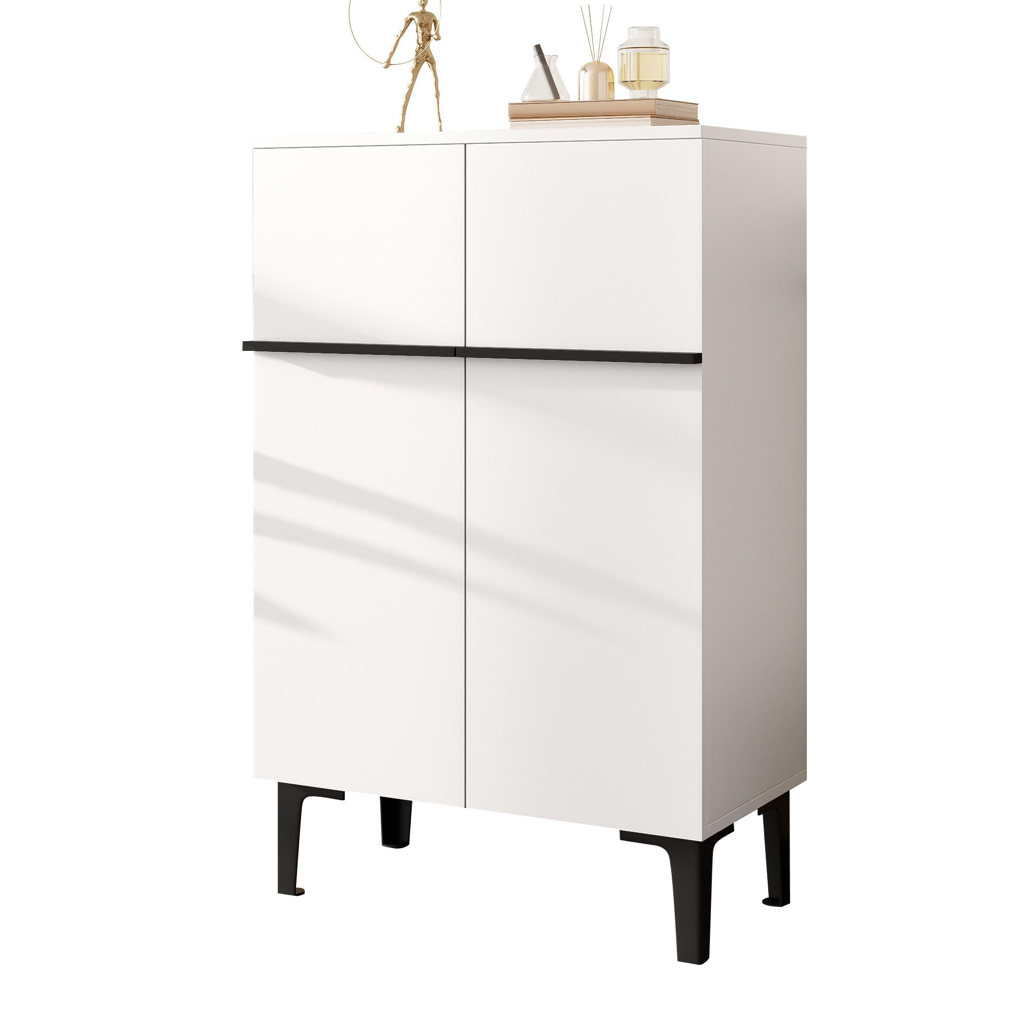 SCHUHSCHRANK 60/34,5/95 cm in Weiß mit Doppeltüren und verstellbaren Einlegeböden - Weiß, Holzwerkstoff (60/95/34.5cm) - Flora Grace
