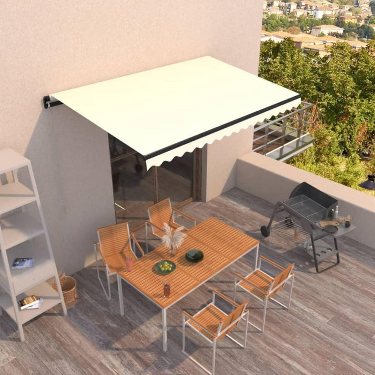 MARKISE Manuell Einziehbar 450x350 cm Creme - Creme, Metall (450/1/450cm) - furnicato