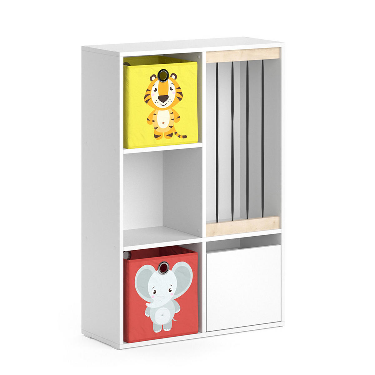 KINDERREGAL Luigi Weiß 72 x 107.8 cm mit 2 Faltboxen opt.2 - Weiß, Holzwerkstoff (29.2/107.8/72cm) - Vicco