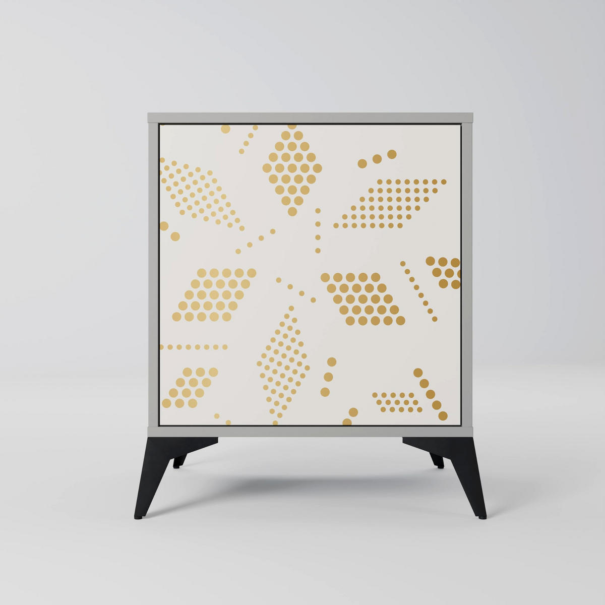 SIDEBOARD SPOTTED DAZE, Grau, 57,5x42x70,5 cm, Schwarze Metall-Sternfüße - Multicolor/Schwarz, Holzwerkstoff/Metall (57.5/70.5/42cm) - SpaceRebels