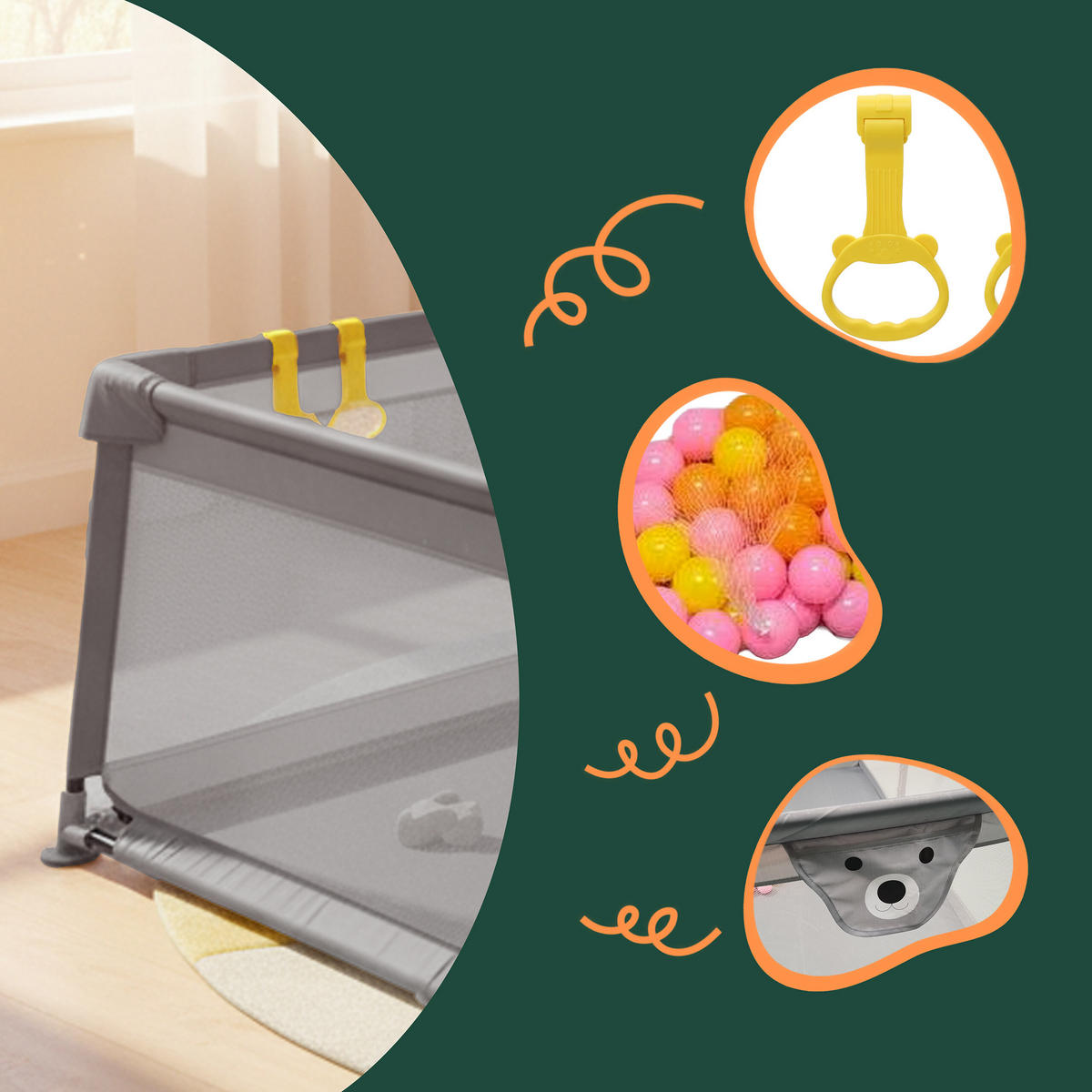 DETSKÝ kútik - sivá, kov/textil (120/65/120cm) - Relaxdays