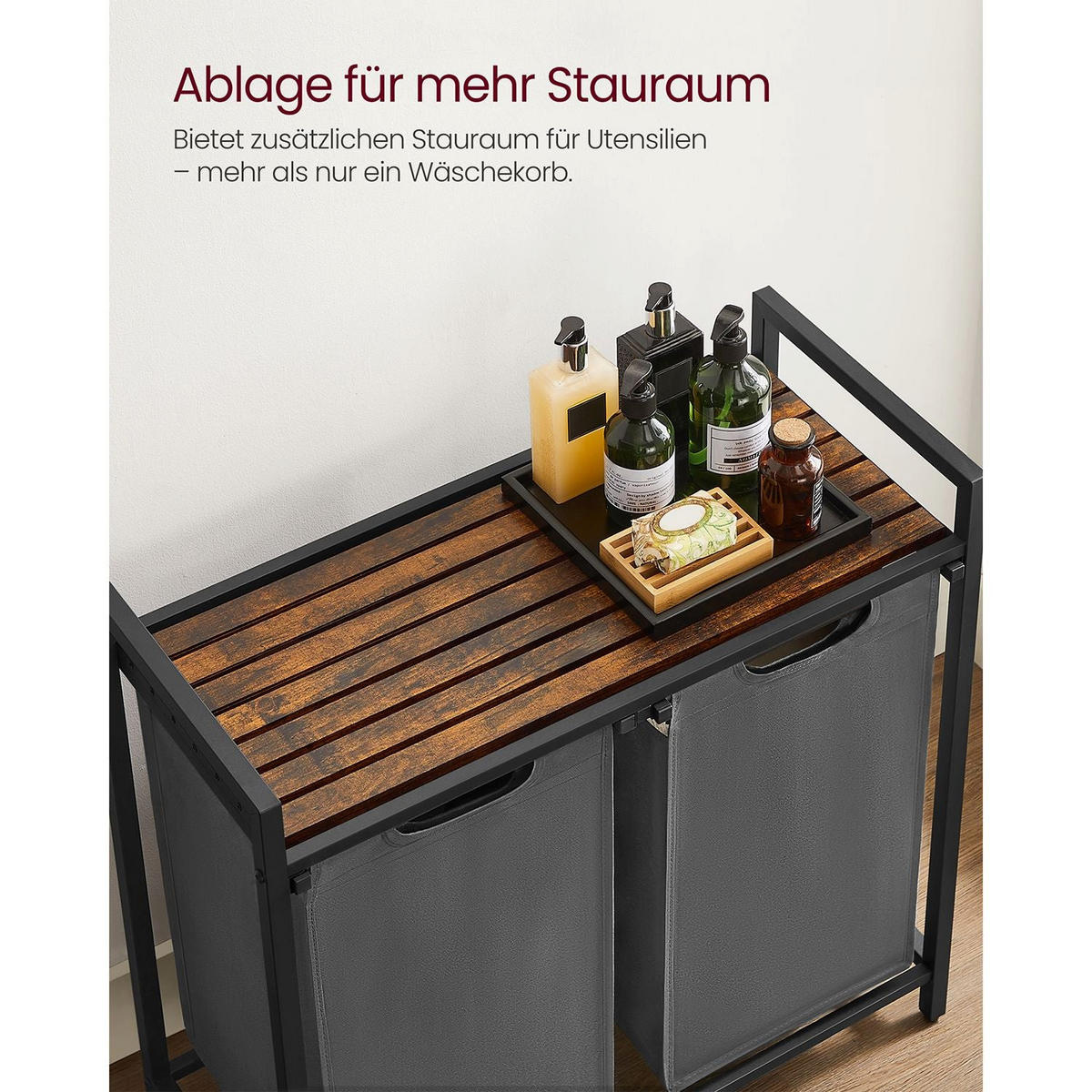 WÄSCHEKORB Basra - Grau, Metall (33/72/73cm) - Hansiro