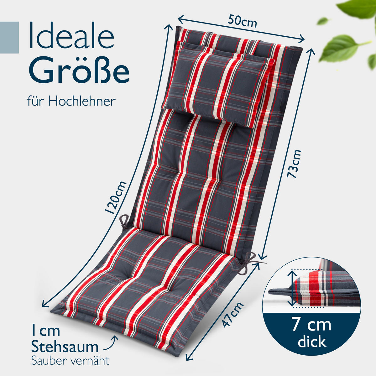 HOCHLEHNER Highlux HL 120x52x7cm Grau-Rot-Kariert (7tlg) - Rot, Textil (52/120cm) - Beautissu 