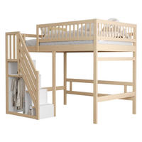 HOCHBETT mit Stauraumtreppe 140x200 cm Holzfarben - Braun, Holz (140/200cm) - Meubliv