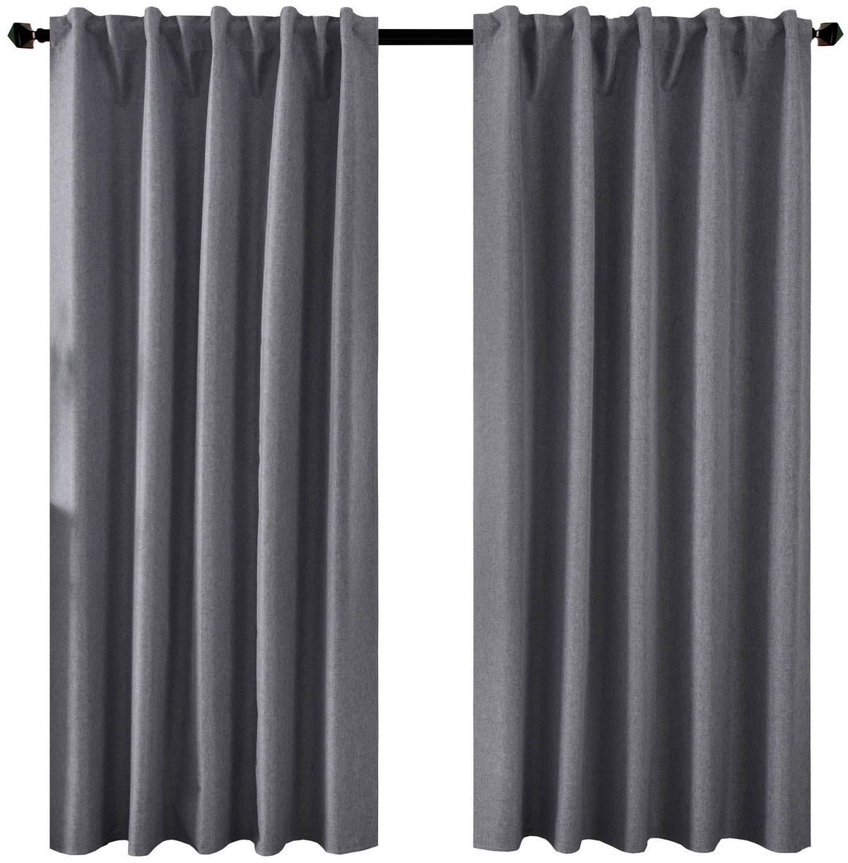 VORHANG 2ER SET BOSTON DARK HxB 175x140 cm Dunkelgrau - Dunkelgrau, Textil (140/175cm) - Gardinenbox