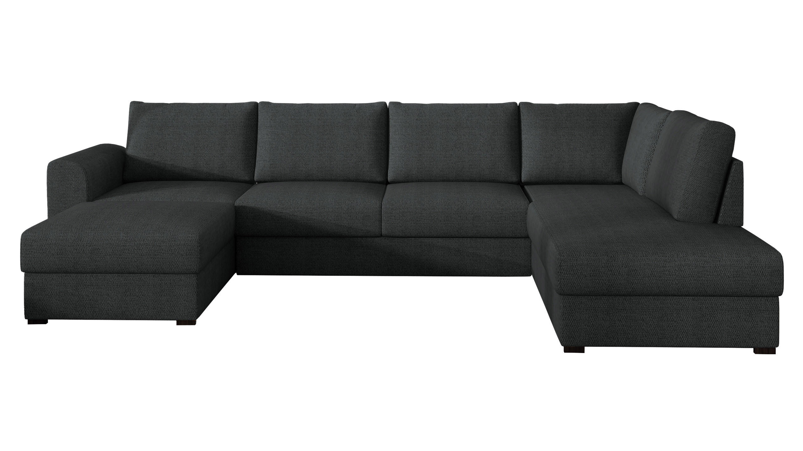 WOHNLANDSCHAFT Wilma, Seite: Rechts - Dunkelgrau/Schwarz, Holz/Textil (305/85/188cm) - MIRJAN24