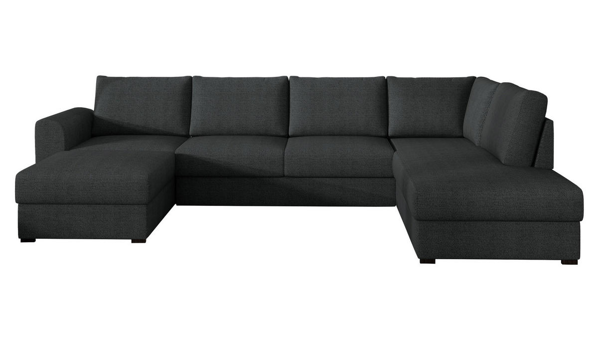 WOHNLANDSCHAFT Wilma, Seite: Rechts - Dunkelgrau/Schwarz, Holz/Textil (305/85/188cm) - MIRJAN24