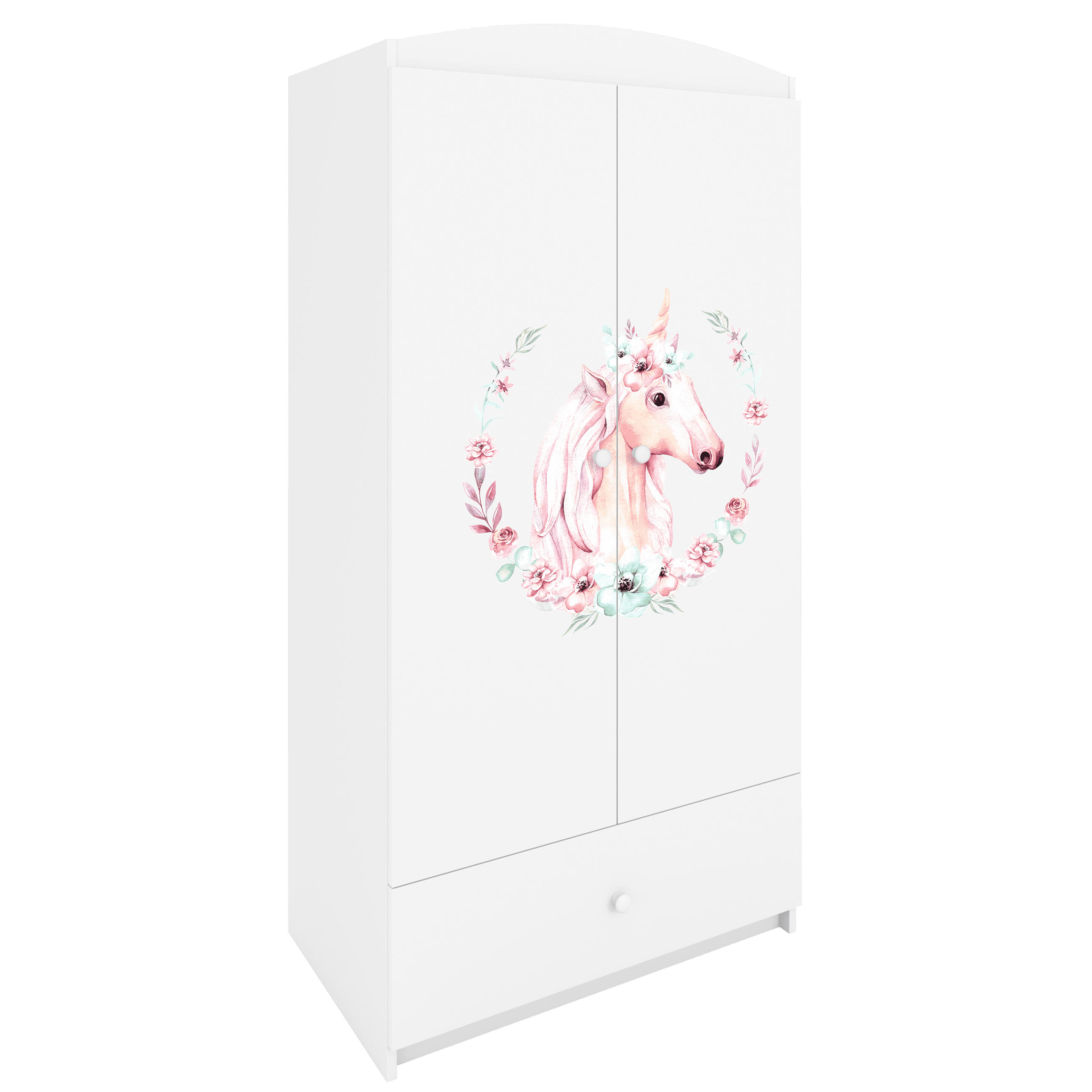 KINDERKLEIDERSCHRANK Pferd - Weiß, Holzwerkstoff (90/175/52cm) - RAUMHIRSCH FURNITURE