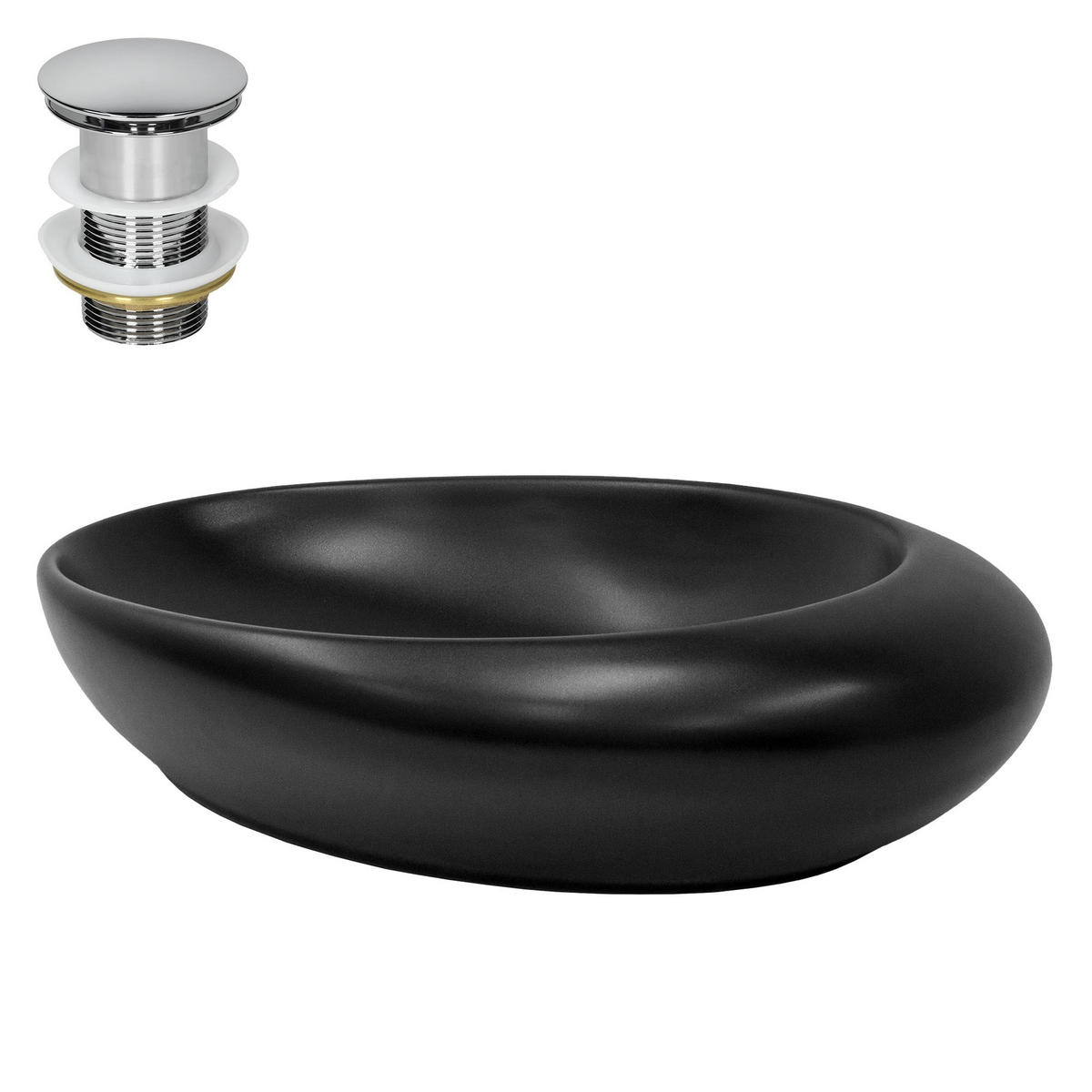 WASCHBECKEN - Schwarz, Keramik (37.5/14.5/58.5cm) - ML-DESIGN