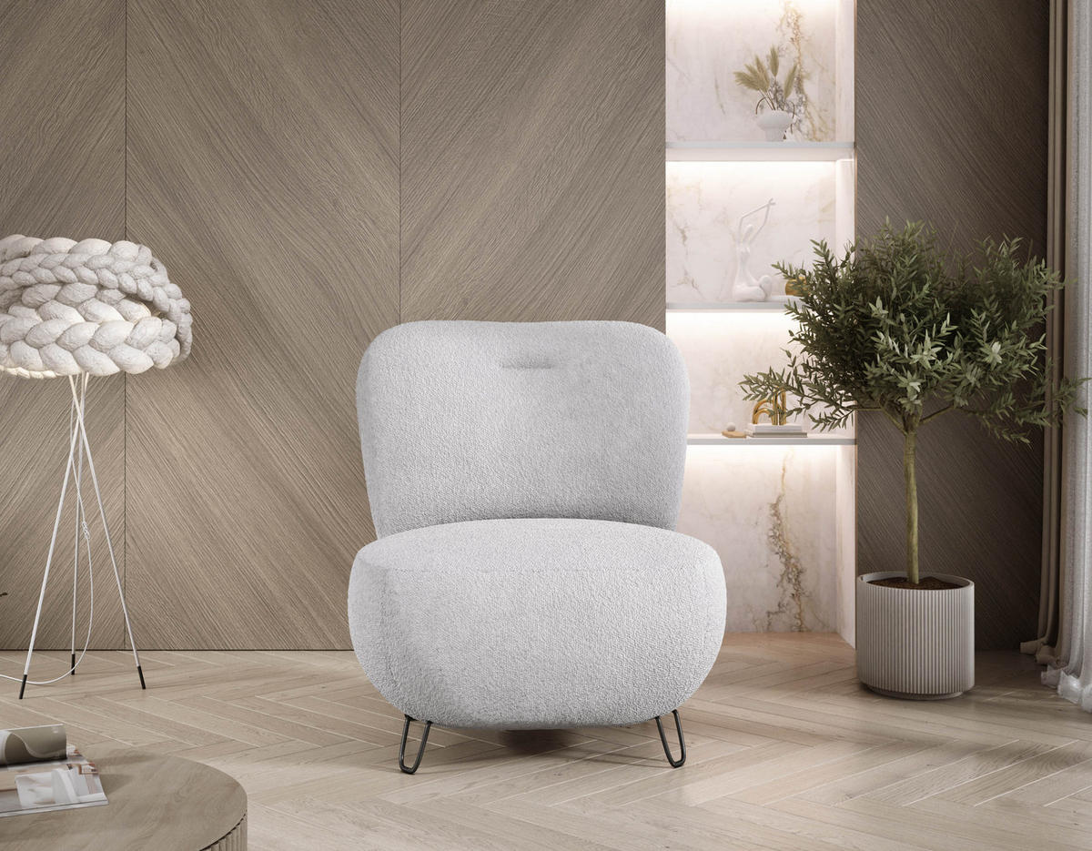 SESSEL LUIS, Skandinavischer Stil – Freistehend, 82×56×82 cm, SILBER - Silberfarben/Schwarz, Holz/Textil (82/82/66cm) - DomoHome