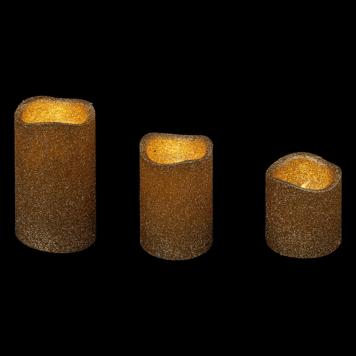 LED-KERZEN verschiedene Größen 3er-Set - Goldfarben, Paraffin (5/5/10cm) - Atmosphera Createur d´interieur