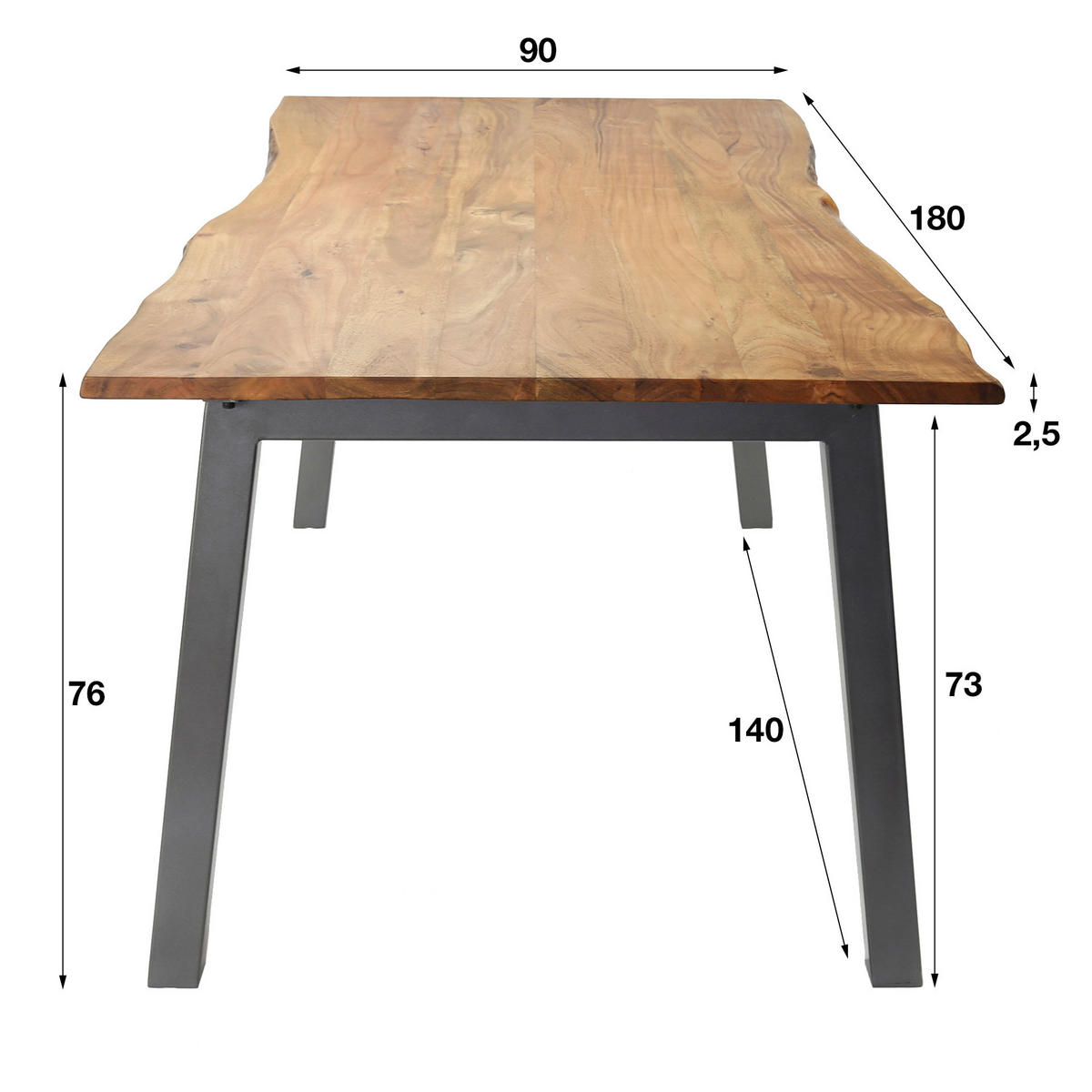 ESSTISCH Edge Braun 180/90/76 cm - Braun, Holz (180/90/76cm) - Hoyz Collection