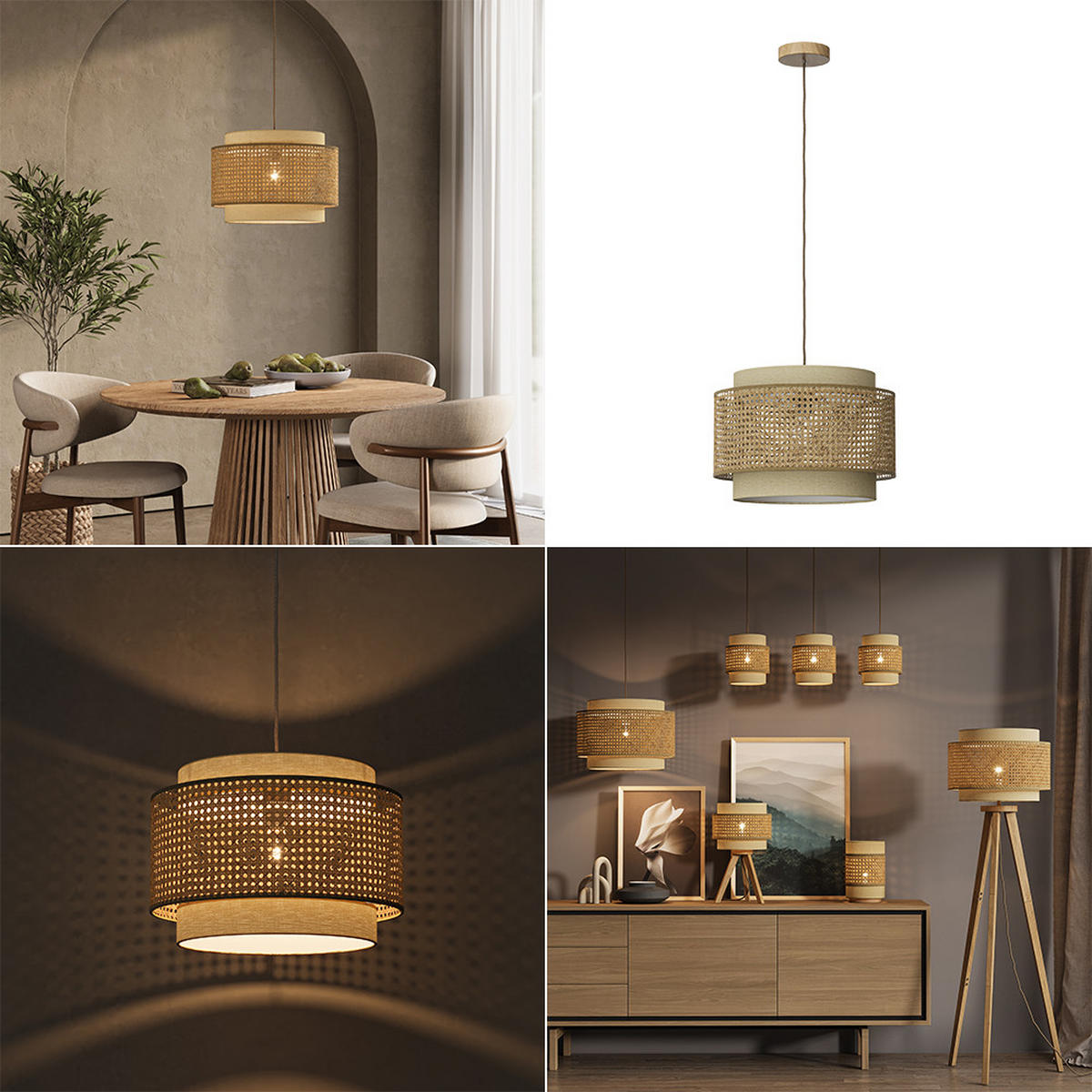 STROPNÍ SVÍTIDLO Morten Ratan/krém - krémová, přírodní materiály (45/45/31cm) - Vicco