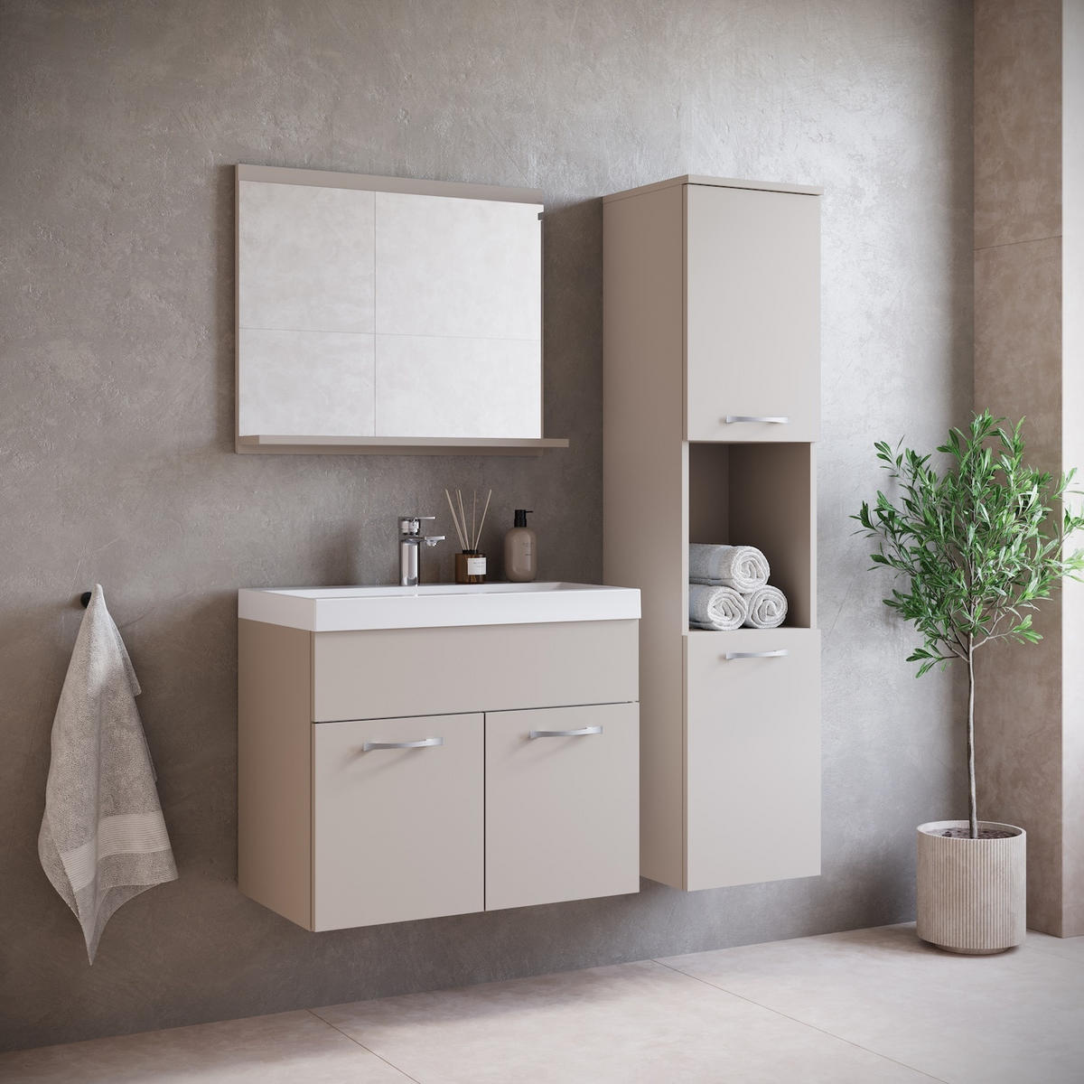 BADMÖBEL-SET Montreal 4 Teile Cashmere - 60 x 35 x 51 cm - Kaschmir, Holz (60/51/35cm) - Badplaats