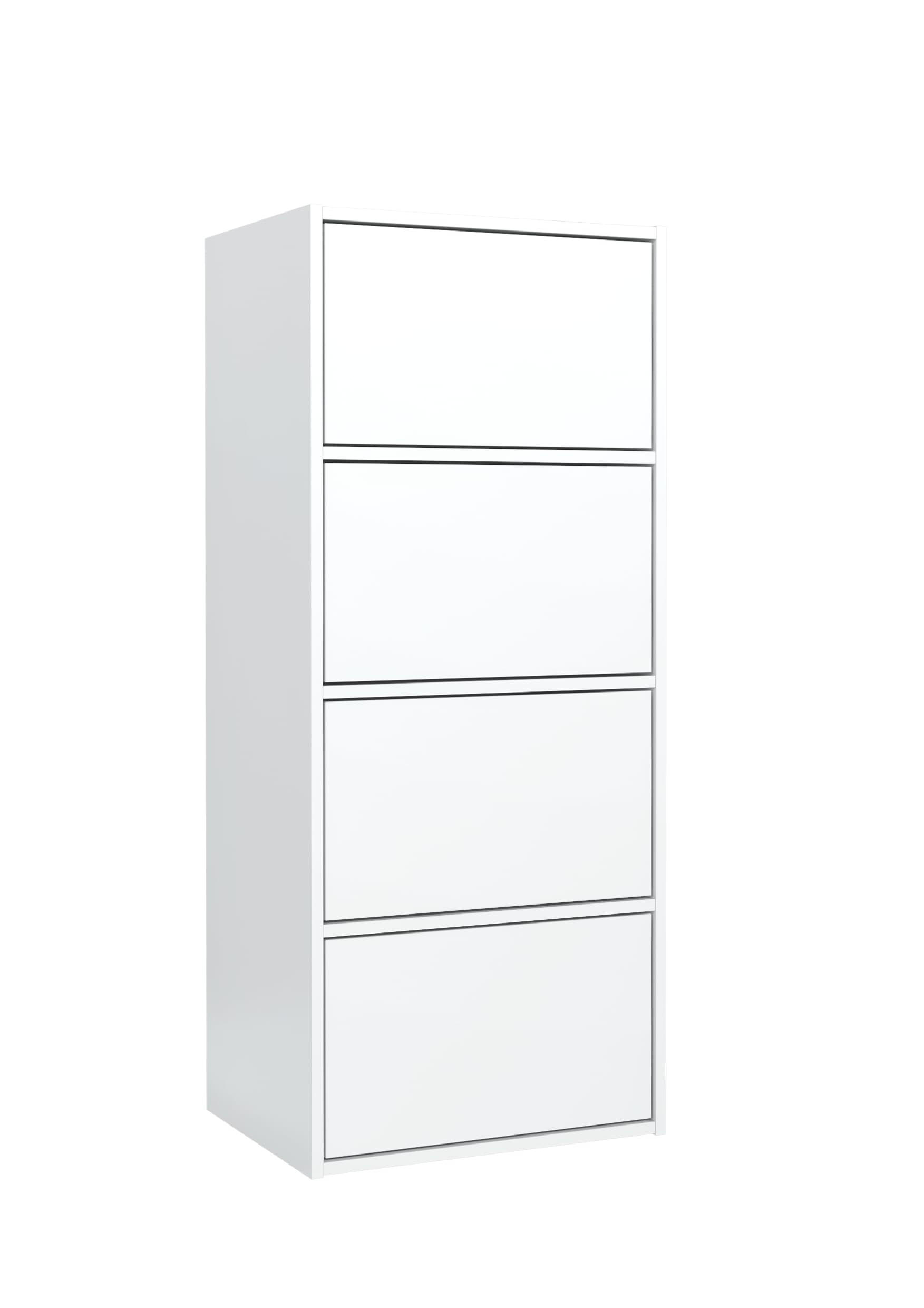 GARDEROBENSCHRANK mit 4 Türen 50cm Weiß 50x39x120 cm - Weiß, Holzwerkstoff (39/120/50cm) - Mobelsta