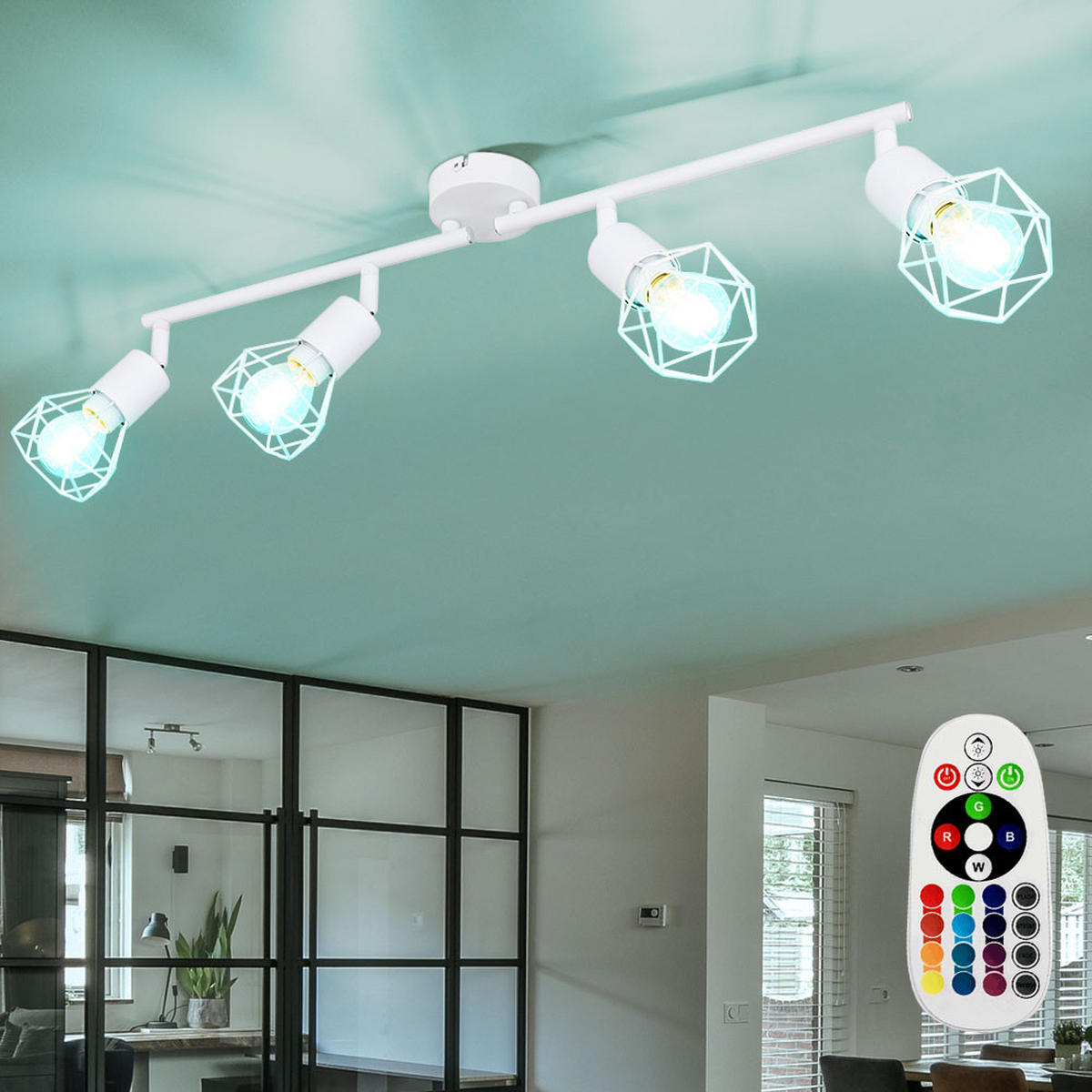 LED DECKENLEUCHTE Metall Weiß Schwenkbar - Weiß, Metall (60/8/19.5cm) - Globo Lighting