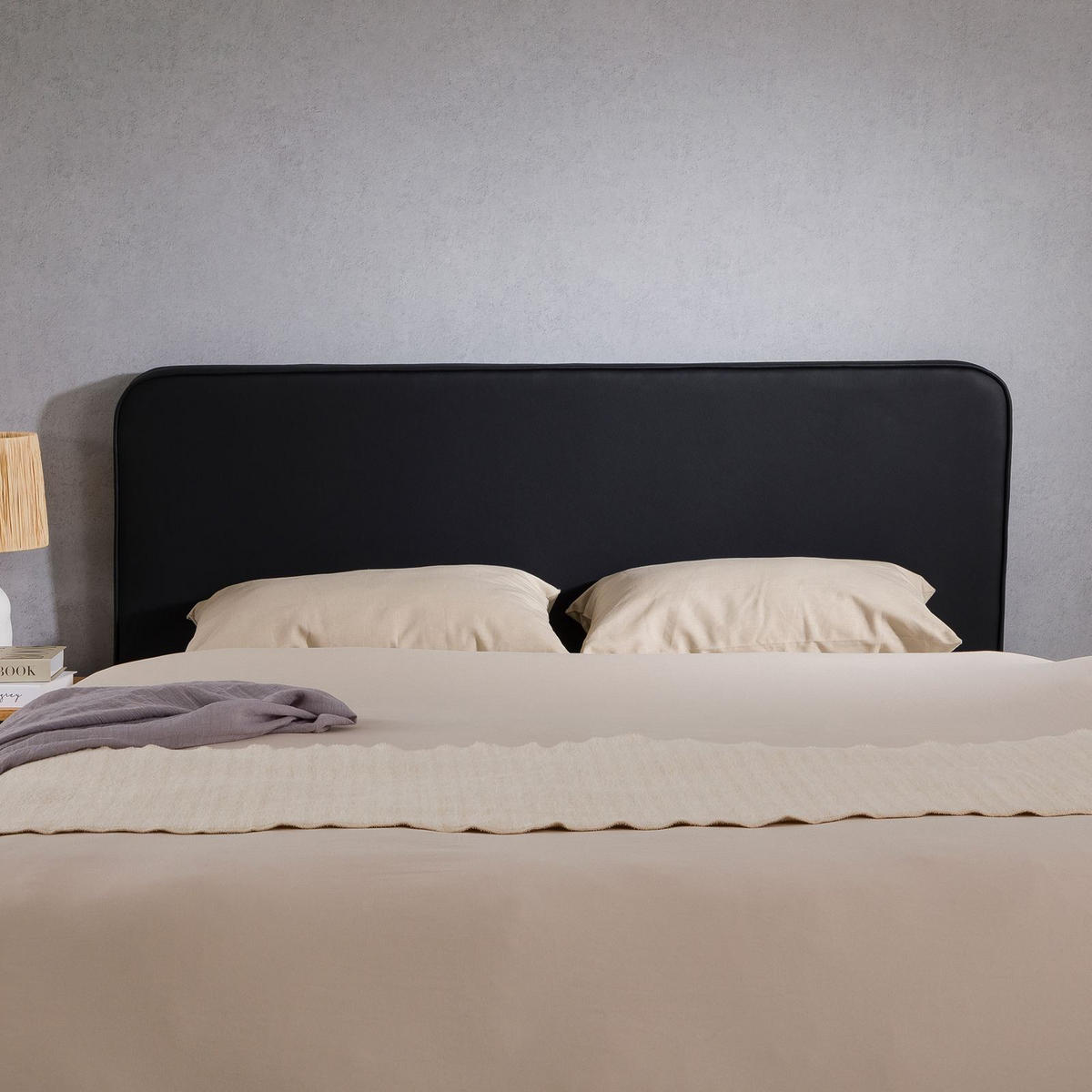 KOPFTEIL RIVEN 140x190 cm schwarz - Schwarz, Textil (140/68/6cm) - IDIMEX