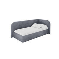 EINZELLBETT Jugendbett mit Bettkasten und Matratze H3/H4, Links - JAXY 90x200 Grau - Grau, Holzwerkstoff/Textil (90/200cm) - ALTDECOR