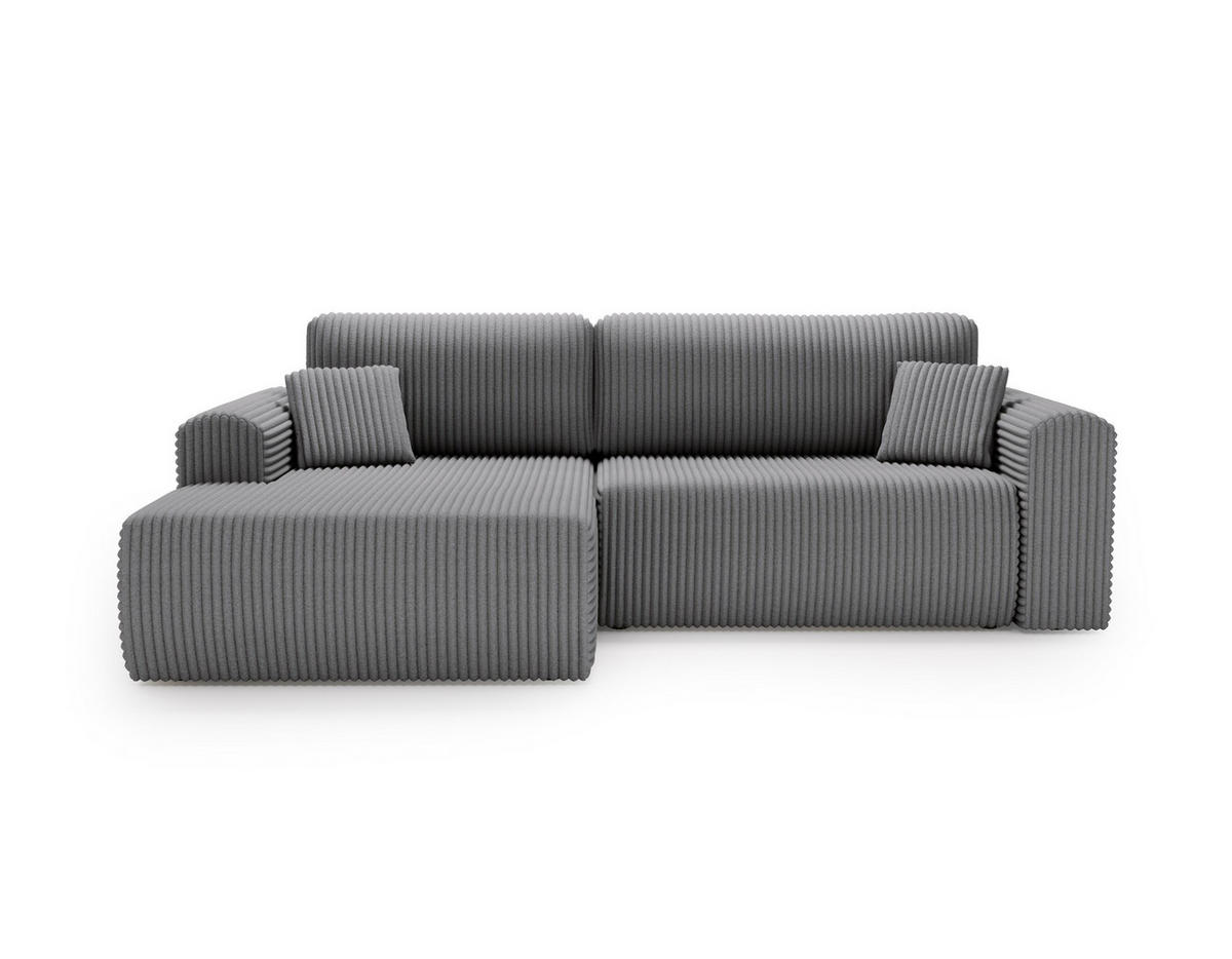 ECKSOFA Linea Dunkelgrau, Sofa mit Schlaffunktion, linke seite - Dunkelgrau, Holzwerkstoff/Textil (257/177cm) - Bettso