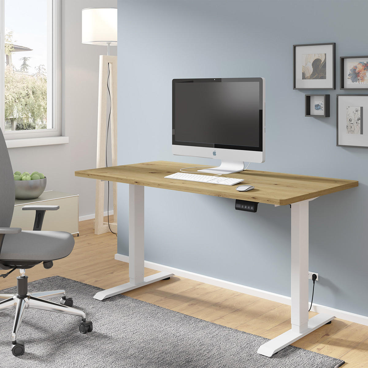 SCHREIBTISCH Ergo Holz und Weiß - Weiß/Braun, Holzwerkstoff (70/140/73cm) - Petits-meubles