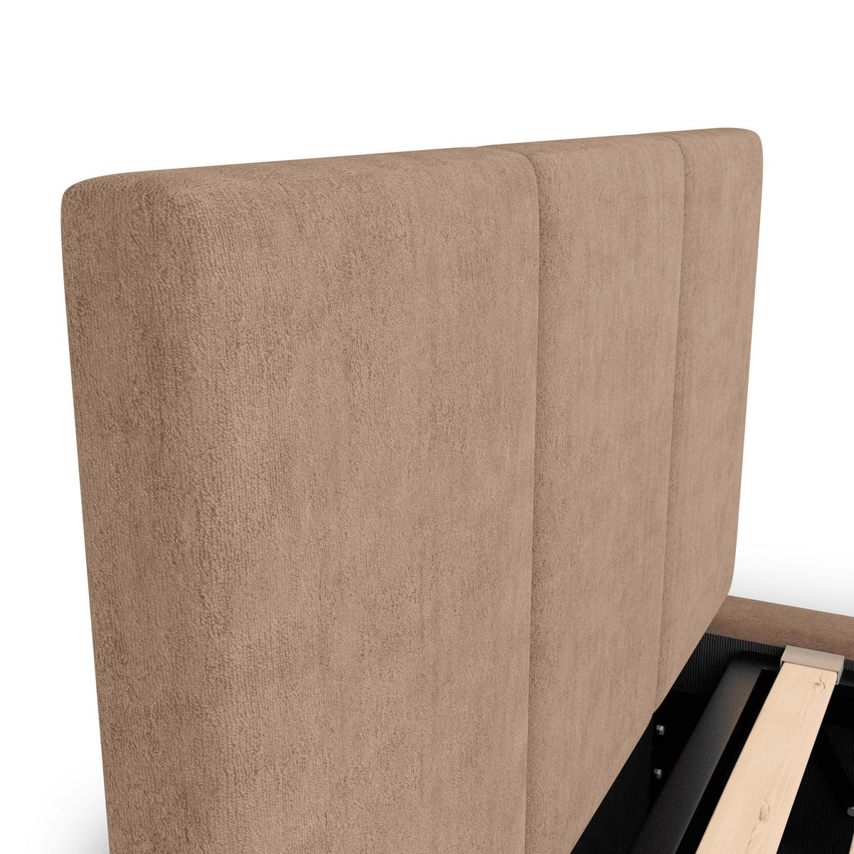 POLSTERBETT für Schlafzimmer Bett mit Stauraum Beige 90x200cm Kopfteil 100cm - Beige, Holzwerkstoff/Metall (90/200cm) - Muralo