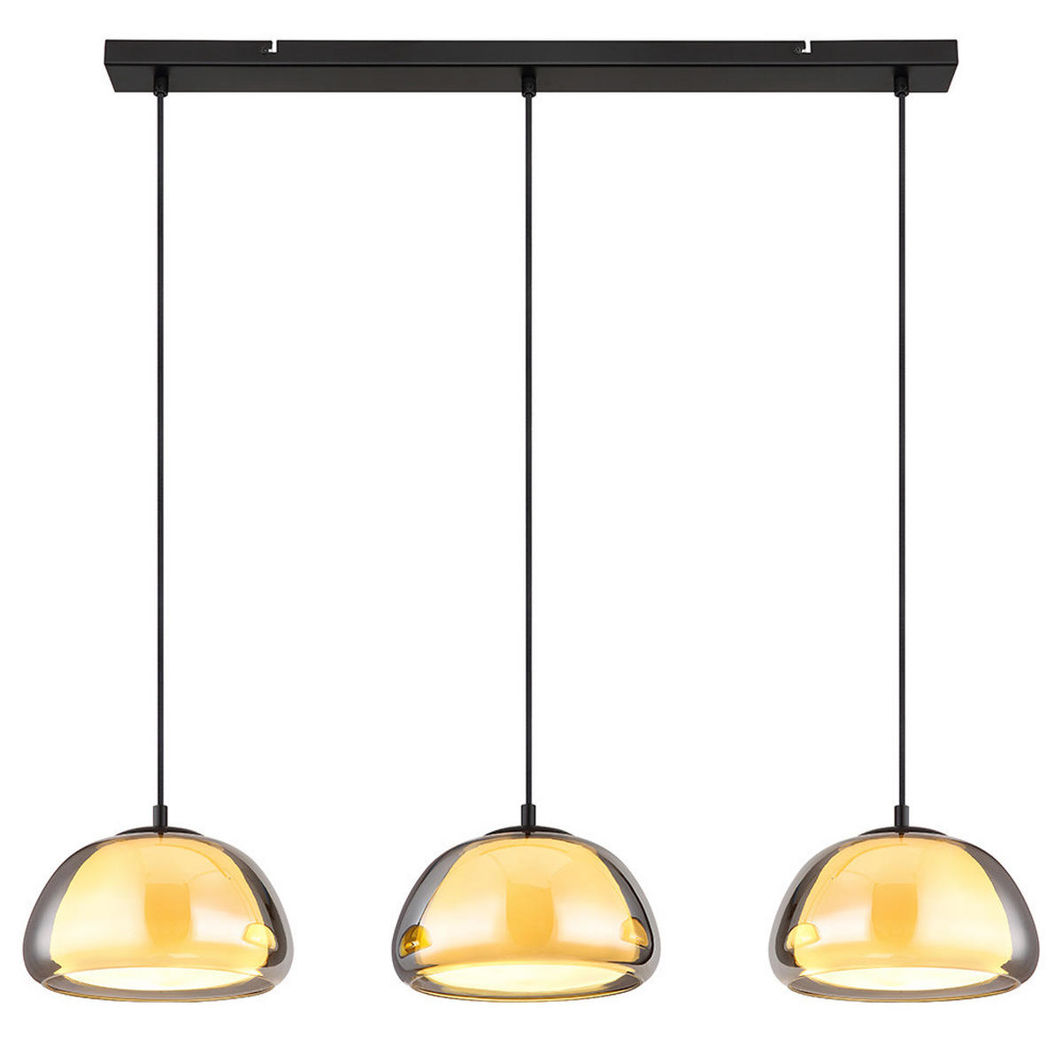 PENDELLEUCHTE JELLA, Metall, Schwarz, LED, 3-flammig - Schwarz, Glas (95/25/120cm) - Globo Lighting