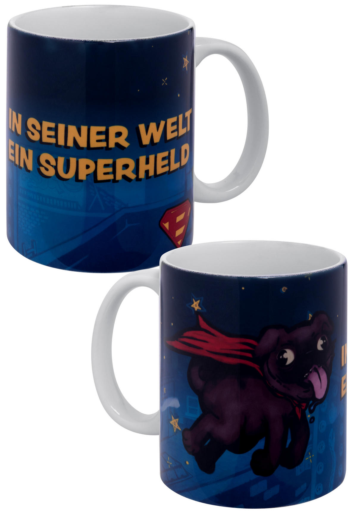 KAFFEEBECHER Bastian Bielendorfer In seiner Welt ein Superheld Blau 320 ml - Blau, Keramik (0.32L) - United Labels