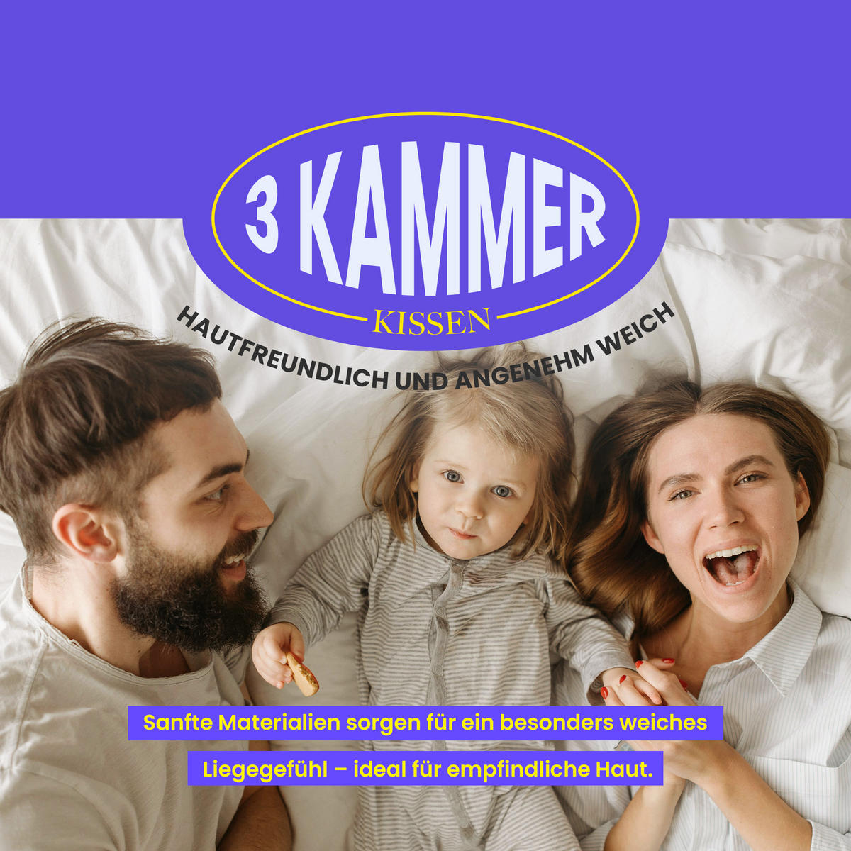 KOPFKISSEN 3-Kammer mit Federfüllung 40 x 80 cm - Weiß, Textil (80/40cm) - Bestlivings
