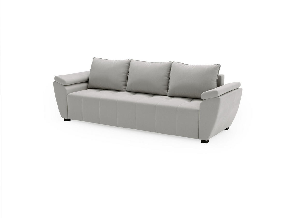 SOFA ZEUS mit Schlaffunktion MONOLITH 84 mit Stauraum - Hellgrau, Textil (80/78/240cm) - Bedante