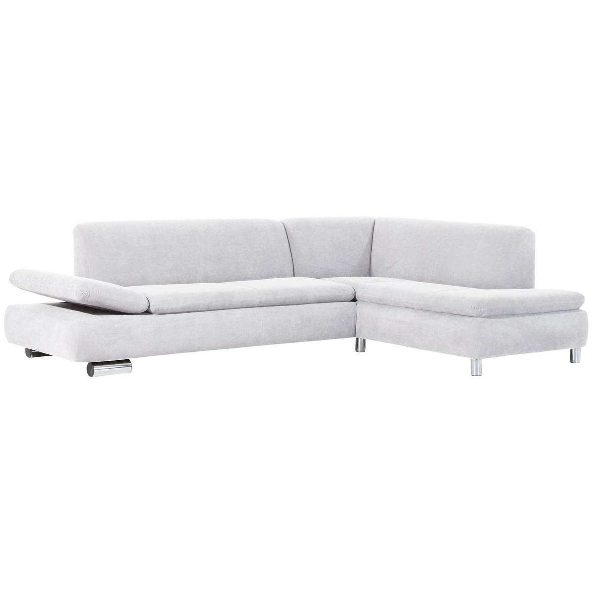 ECKSOFA mit Ottomane rechts Kaye Bezug Veloursstoff Metallfuß verchromt / creme - Weiß, Kunststoff (270/190cm) - 58aufmkessel