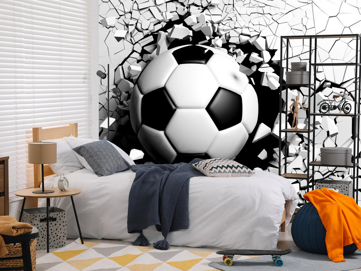 FOTOTAPETA Pre Obývaciu Izbu Futbal Betónová Stena Trhlina 150 x 105 cm - čierna/sivá, papier (150/105cm) - Muralo