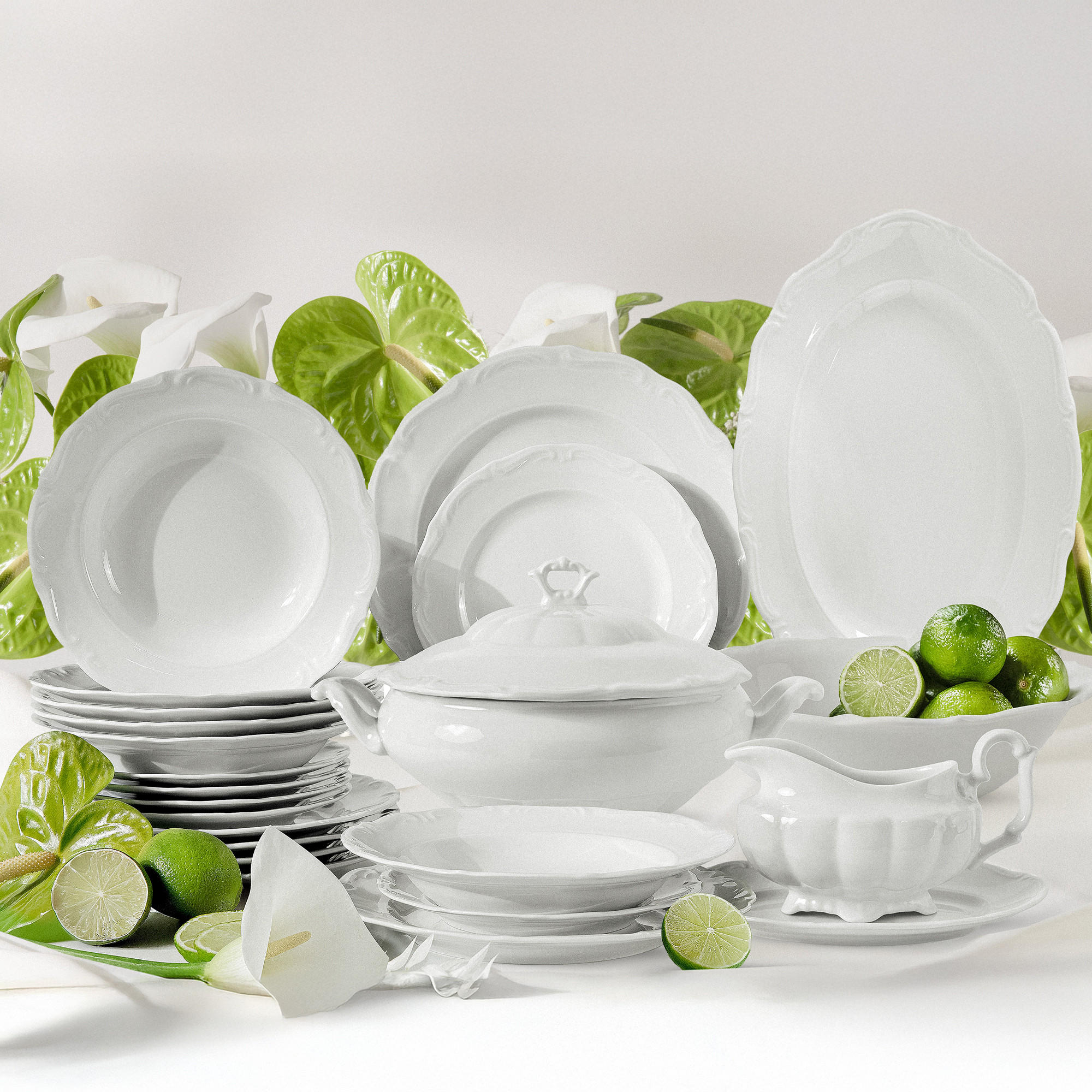 TAFELSERVICE 6 Personen Chodziez MARIA TERESA 23-tlg - Weiß, Keramik (25/2/25cm) - KONSIMO®