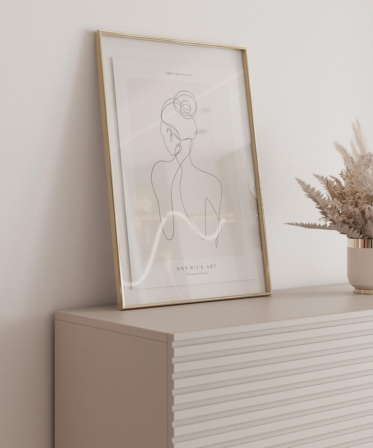 HIGHBOARD Linearis Kaschmirgrau 92 cm - Taupe/Goldfarben, Holzwerkstoff/Metall (91.9/105.4/35cm) - Selsey