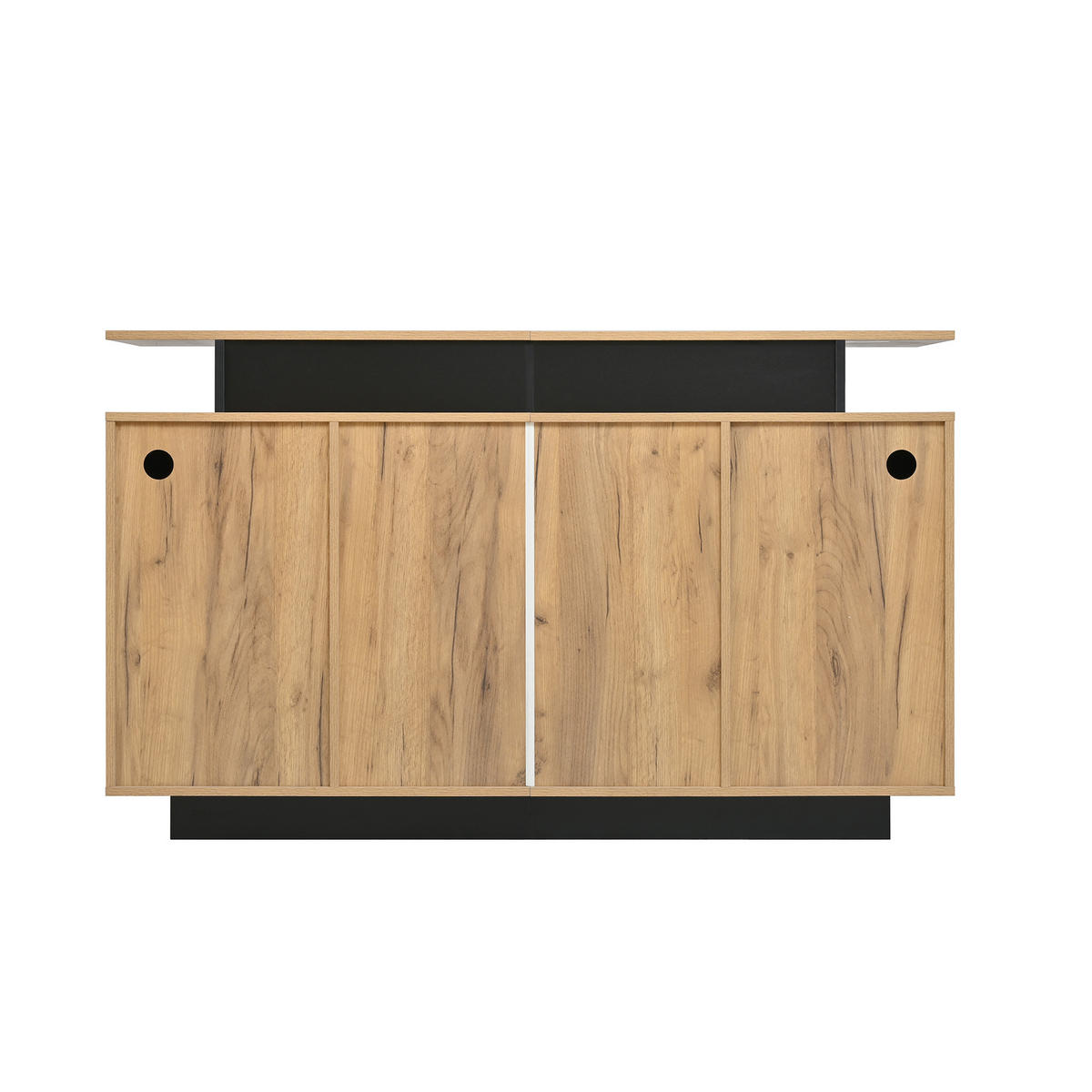 SIDEBOARD 140 cm Naturholz & Schwarz mit 4 Türen & offenen Fächern im modernen Stil - Naturfarben, Holzwerkstoff (140/85/40cm) - Urban Meuble
